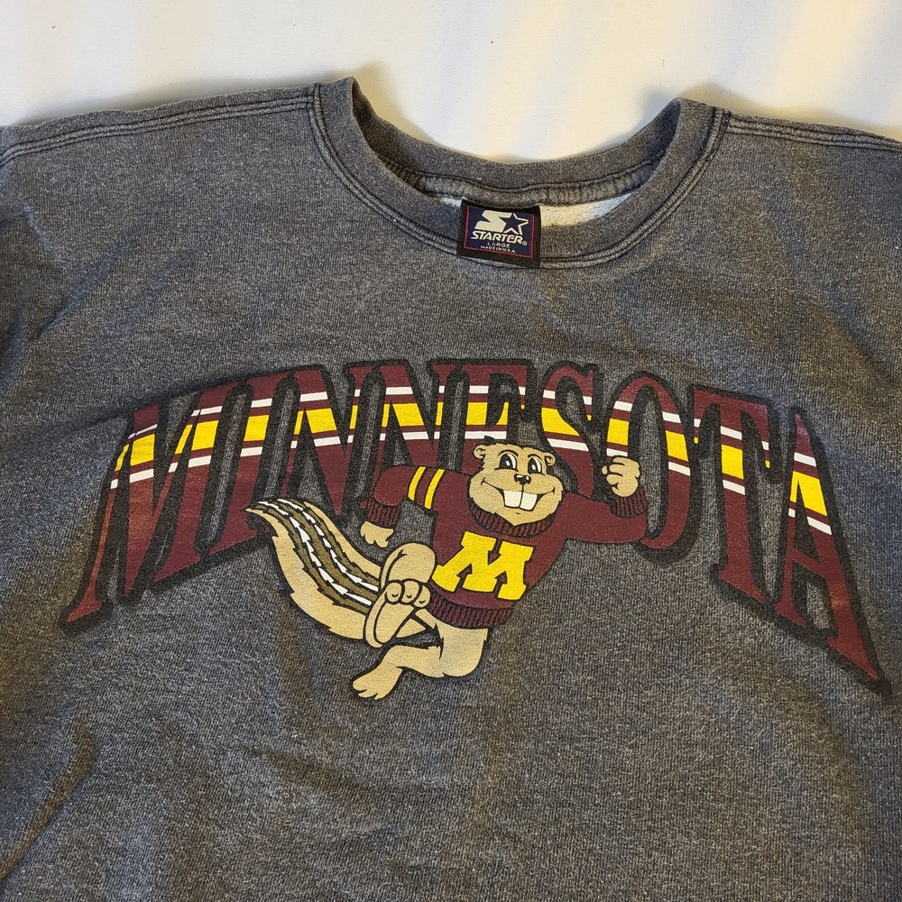 Vintage Starter Mens L Minnesota Golden Gophers Sweatshirt Gray